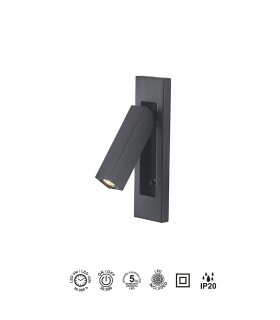 Aplique Lector Empotrable GOKOVA Cuadrado Negro 3W 210Lm