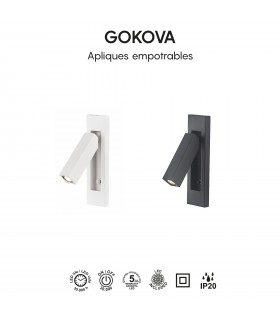 Aplique Lector Empotrable GOKOVA Cuadrado Negro 3W 210Lm