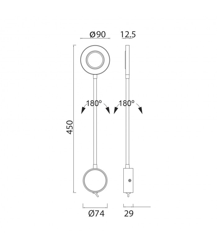 Aplique Lector BOAVISTA Negro 5W 285Lm