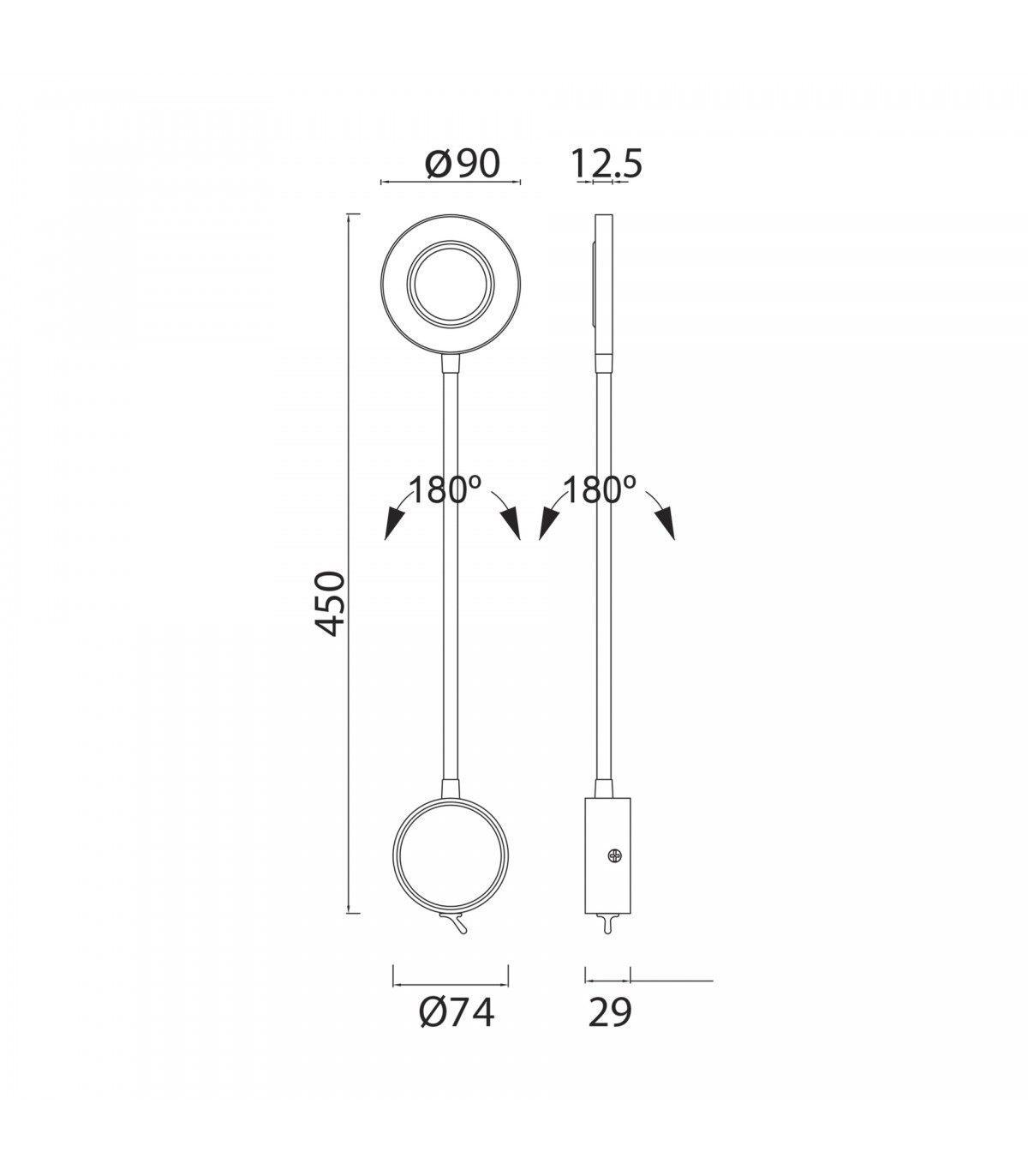 Aplique Lector BOAVISTA Negro 5W 285Lm