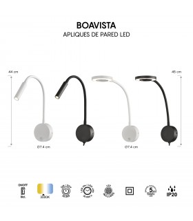 Aplique Lector BOAVISTA Negro 5W 285Lm