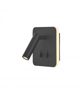 Aplique Lector CAYMAN Cuadrado Negro 3+6W 620Lm