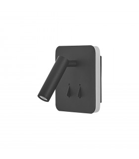 Aplique Lector CAYMAN Cuadrado Negro 3+6W 620Lm