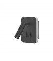 Aplique Lector CAYMAN Cuadrado Negro 3+6W 620Lm