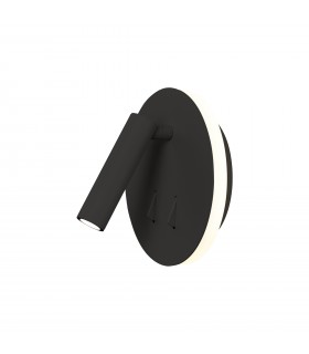 Aplique Lector CAYMAN Redondo Negro 3+6W 620Lm