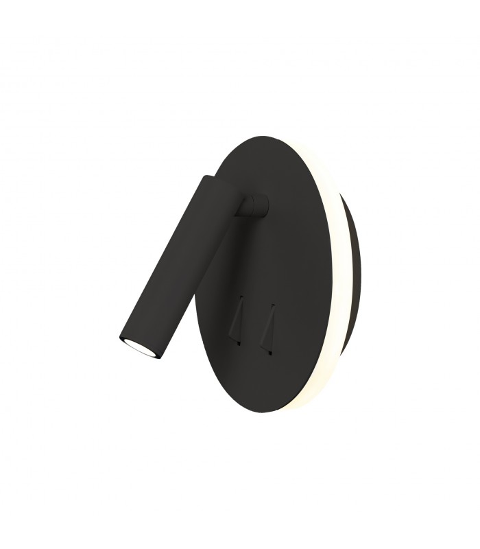 Aplique Lector CAYMAN Redondo Negro 3+6W 620Lm