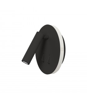 Aplique Lector CAYMAN Redondo Negro 3+6W 620Lm