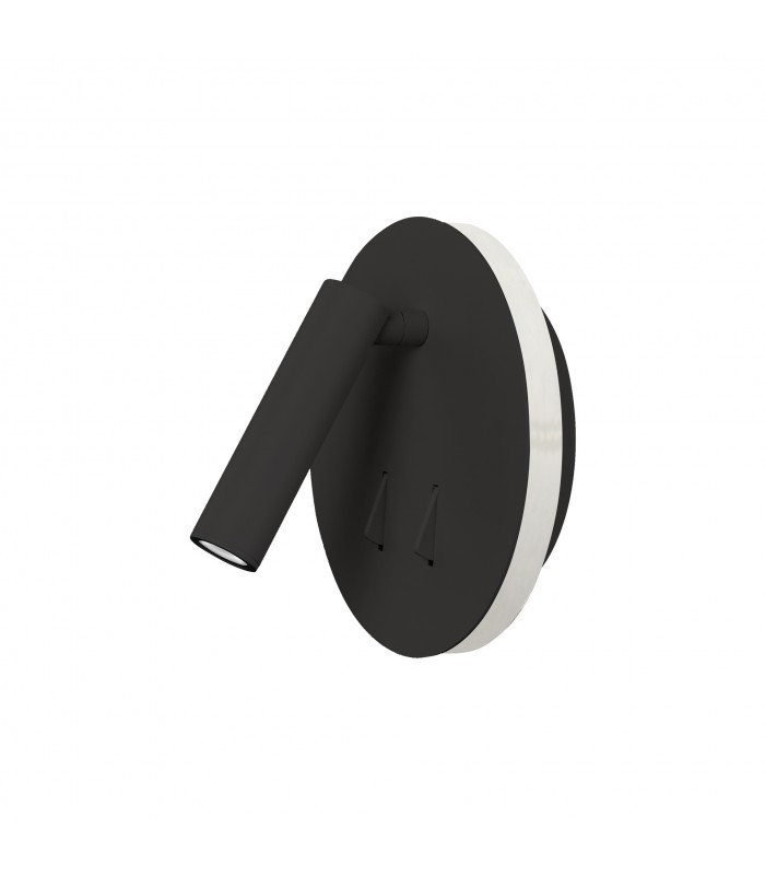 Aplique Lector CAYMAN Redondo Negro 3+6W 620Lm