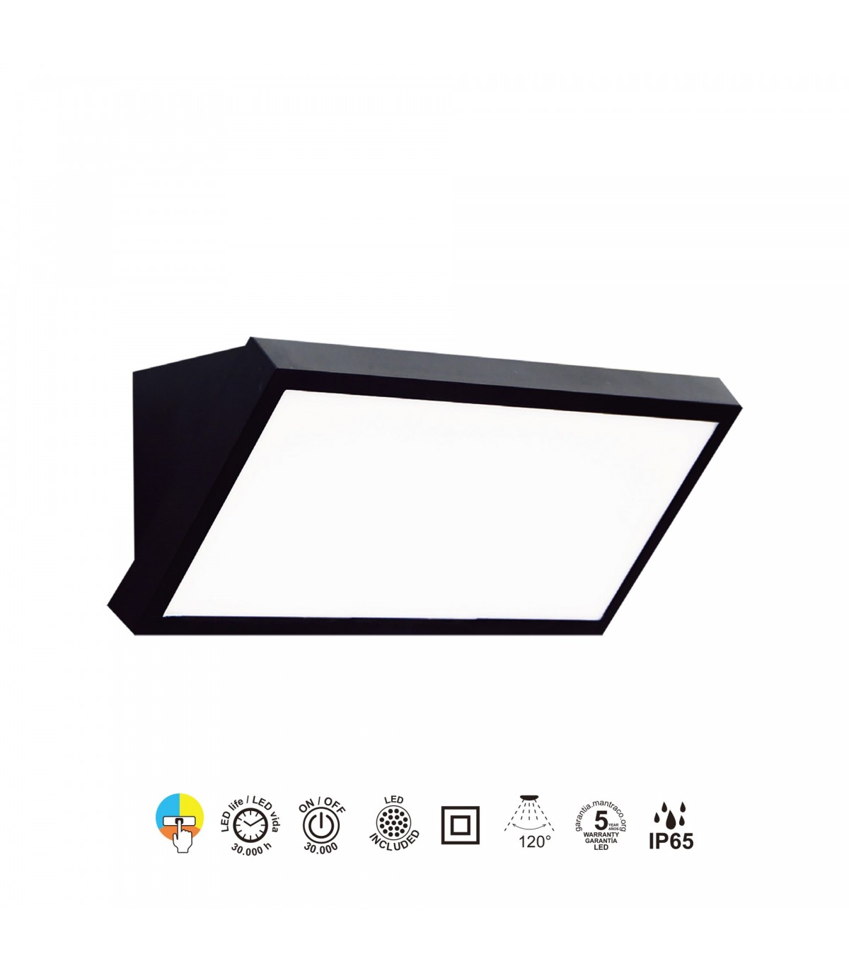 Aplique de Pared CREEK Negro 20W 1600Lm IP65 CCT