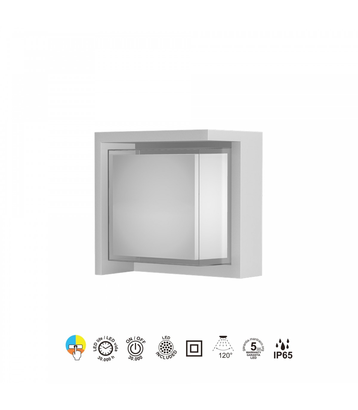 Aplique de Pared CREEK CB Blanco 15W 1200Lm IP65 CCT