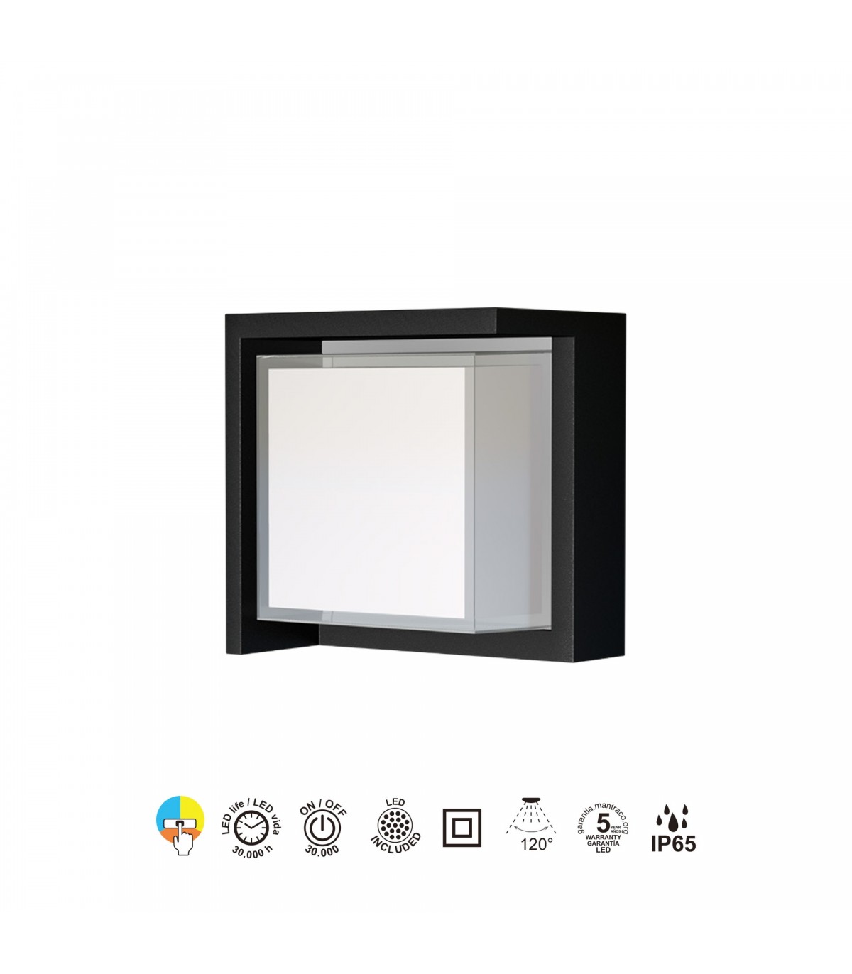 Aplique de Pared CREEK CB Negro 15W 1200Lm IP65 CCT