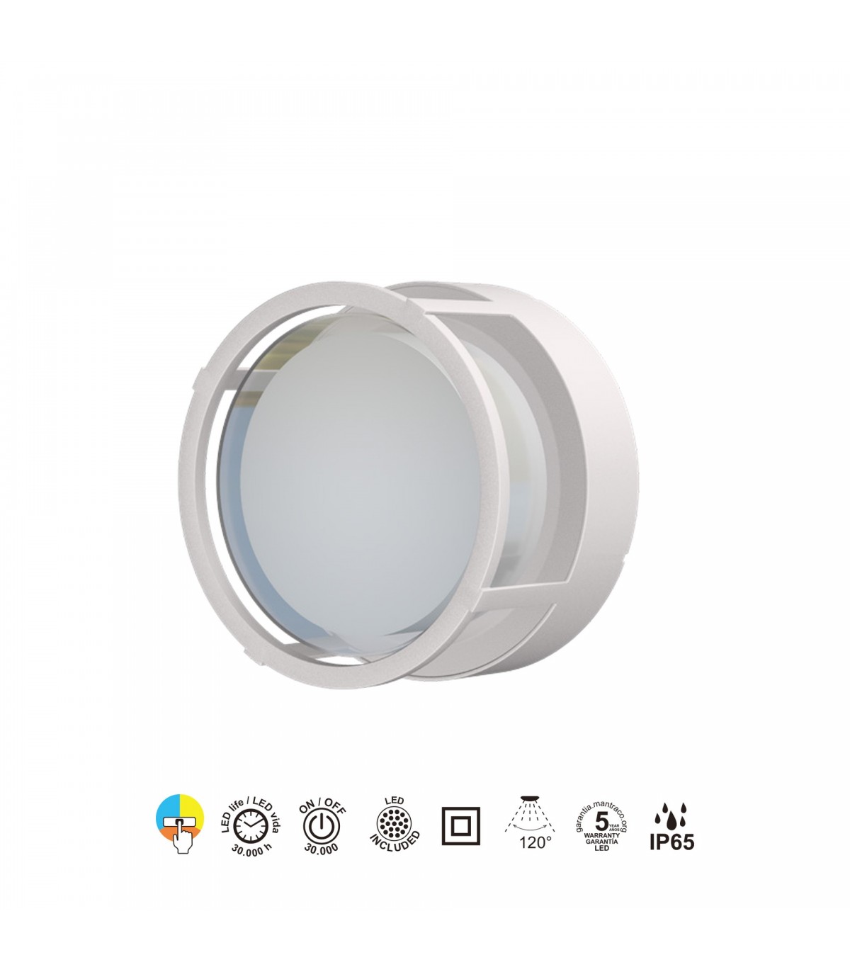 Aplique de Pared o Techo CREEK RD Blanco 15W 1200Lm IP65 CCT