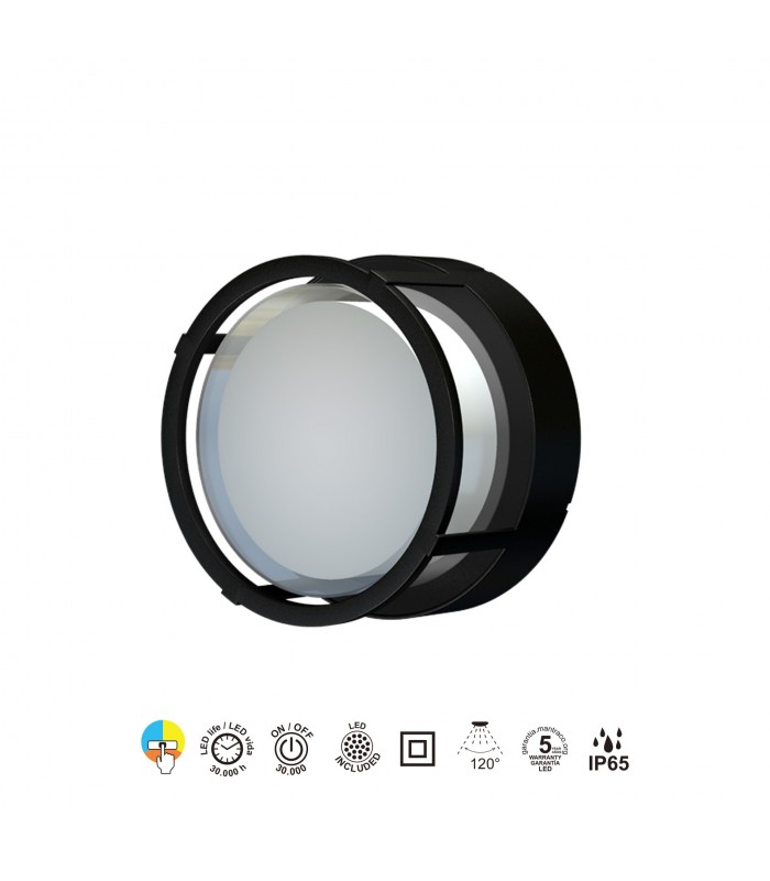 Aplique de Pared o Techo CREEK RD Negro 15W 1200Lm IP65 CCT