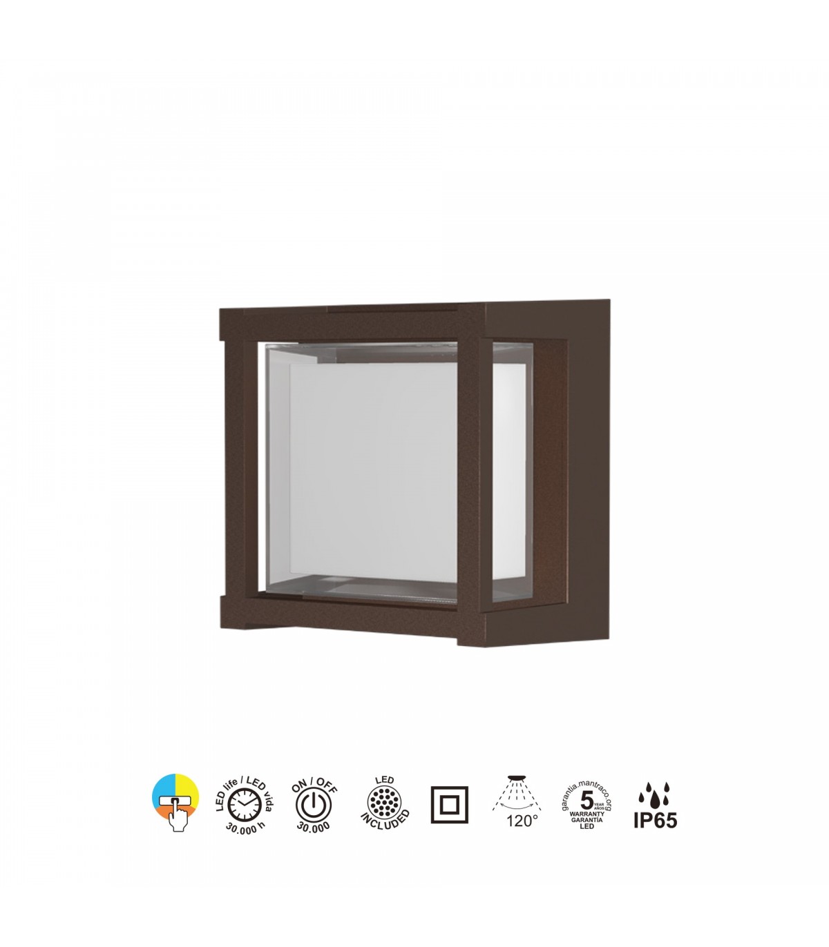 Aplique de Pared o Techo CREEK SQ Corten 15W 1200Lm IP65 CCT
