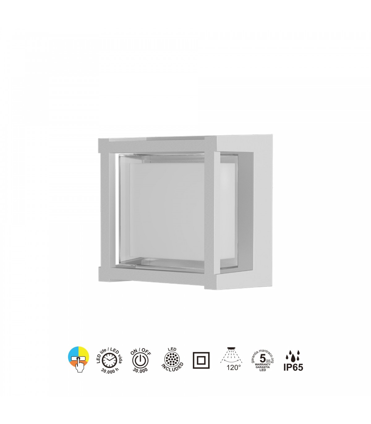 Aplique de Pared o Techo CREEK SQ Blanco 15W 1200Lm IP65 CCT