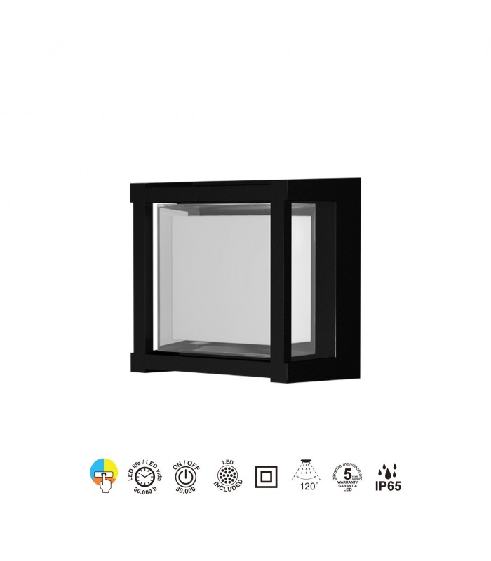 Aplique de Pared o Techo CREEK SQ Negro 15W 1200Lm IP65 CCT