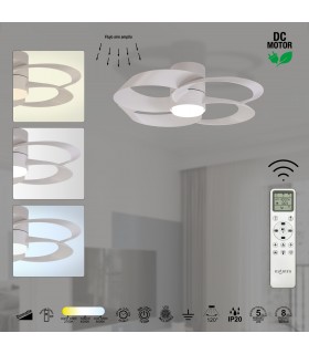 Ventilador ROSE BLANCO DC 24W 3200Lm 4 Aspas CCT