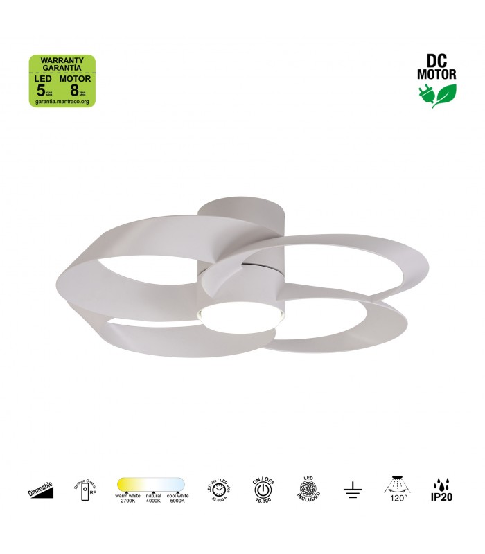 Ventilador ROSE BLANCO DC 24W 3200Lm 4 Aspas CCT