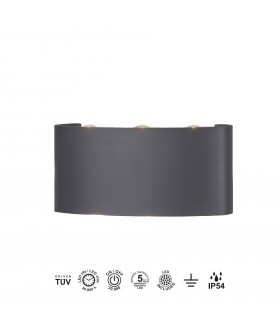 Aplique LED Exterior ARCS 6W 450Lm IP54 Antracita