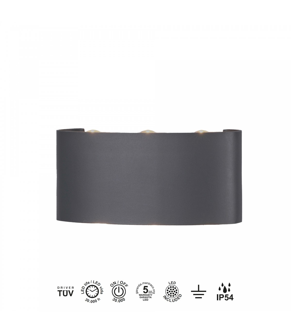 Aplique LED Exterior ARCS 6W 450Lm IP54 Antracita