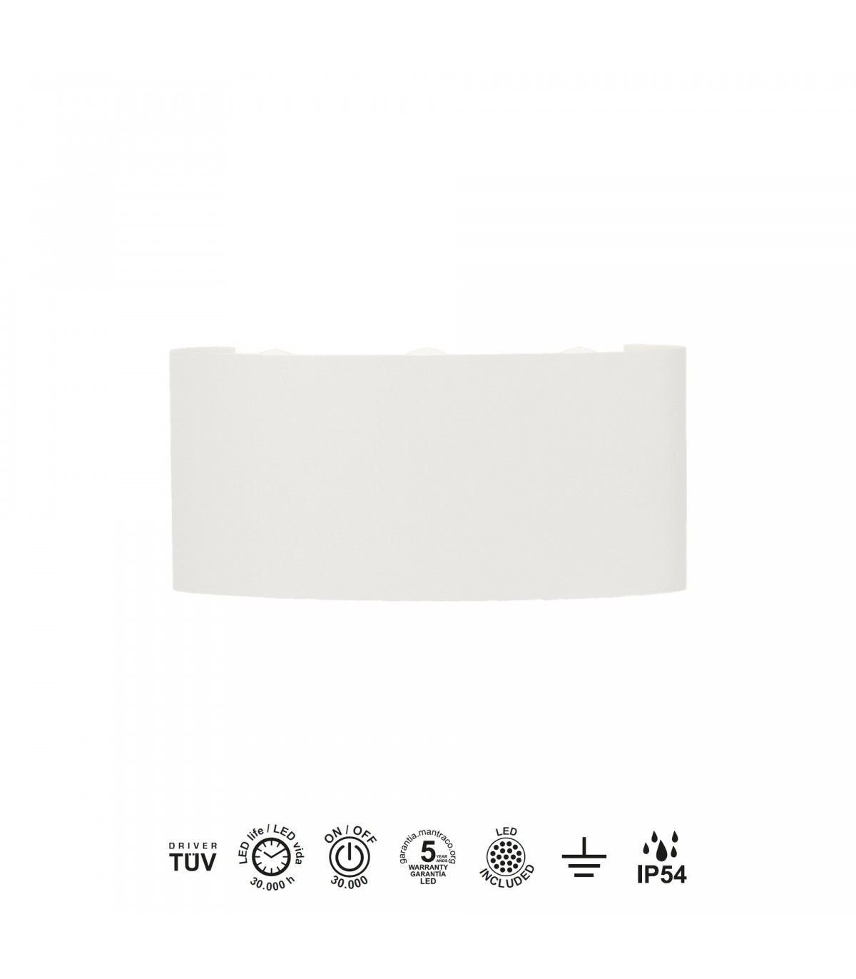 Aplique LED Exterior ARCS 6W 450Lm IP54 Blanco