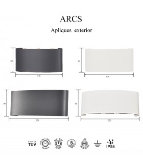 Aplique LED Exterior ARCS 6W 450Lm IP54 Blanco