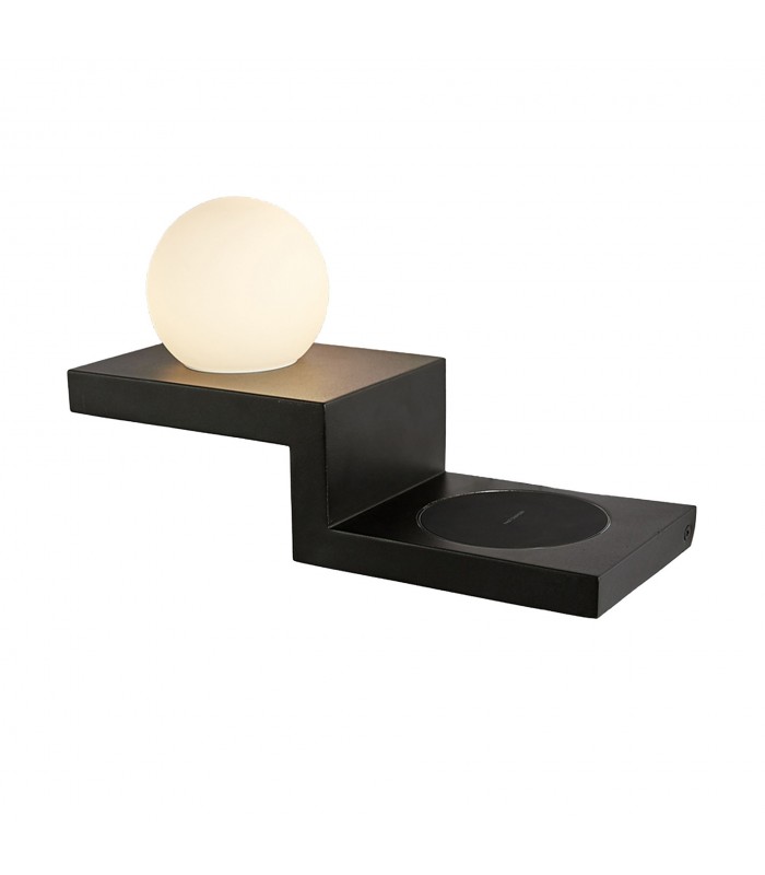Aplique LED ZANIBAR 6W 470Lm IP20 Con Cargador Móvil por Inducción Negro