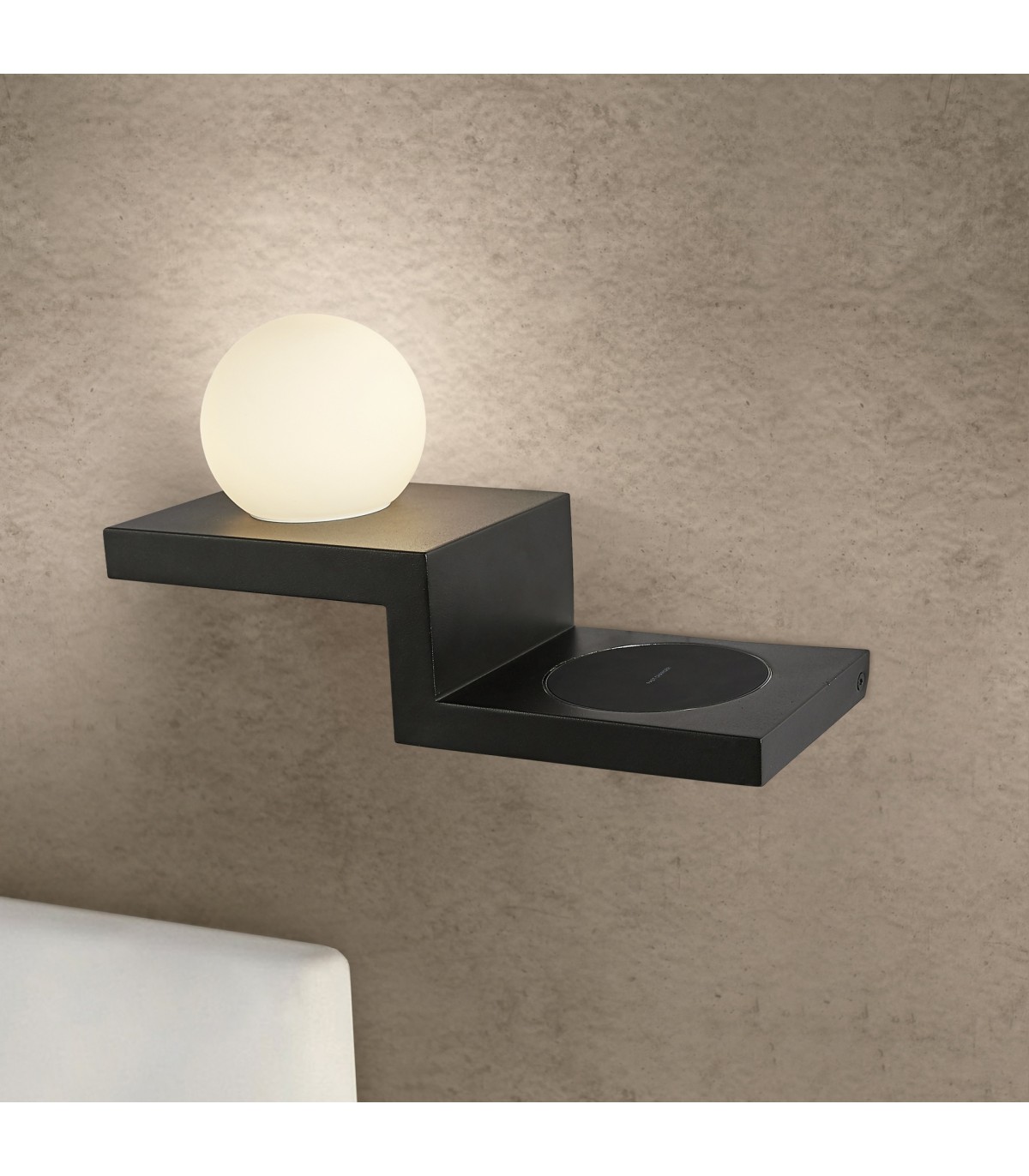 Aplique LED ZANIBAR 6W 470Lm IP20 Con Cargador Móvil por Inducción Negro