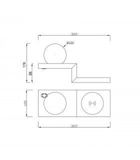 Aplique LED ZANIBAR 6W 470Lm IP20 Con Cargador Móvil por Inducción Negro