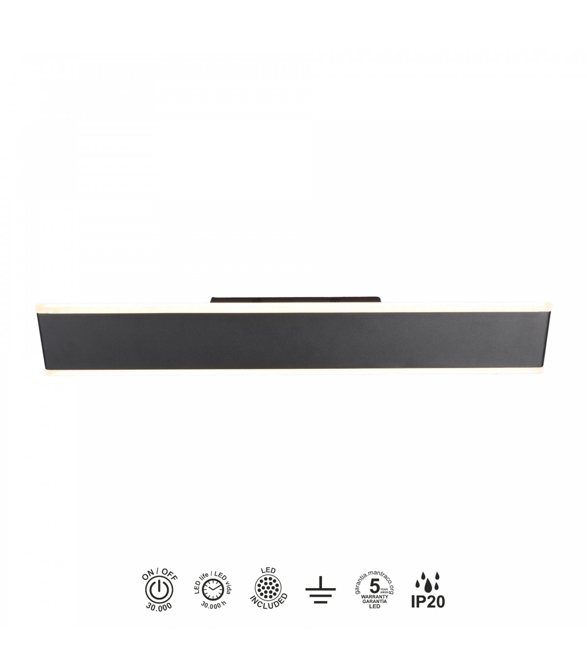 Aplique Pared Led NELSON 24W 1950Lm Negro CCT