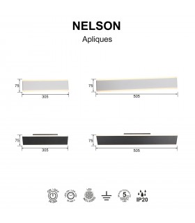 Aplique Pared Led NELSON 24W 1950Lm Negro CCT