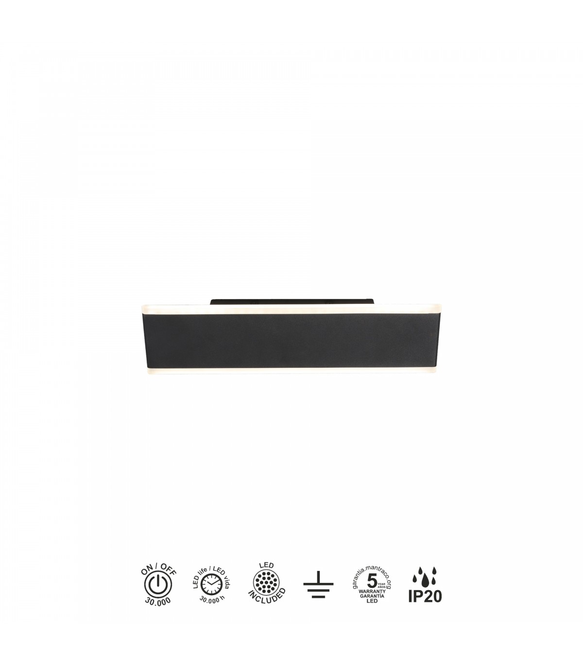 Aplique Pared Led NELSON 16W 1300Lm Negro CCT
