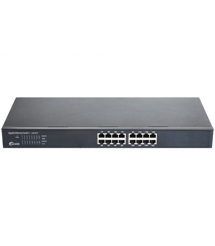 Switch 16 Puertos RJ45 Plug and Play 100 / 1000 Mbps Nimo