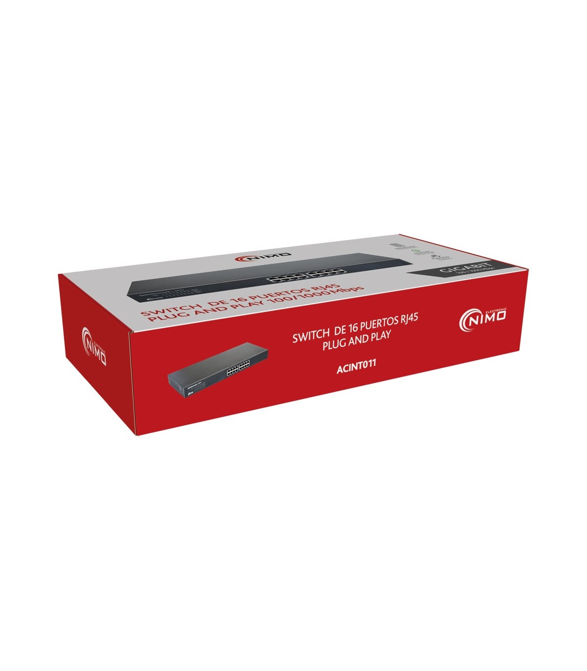 Switch 16 Puertos RJ45 Plug and Play 100 / 1000 Mbps Nimo