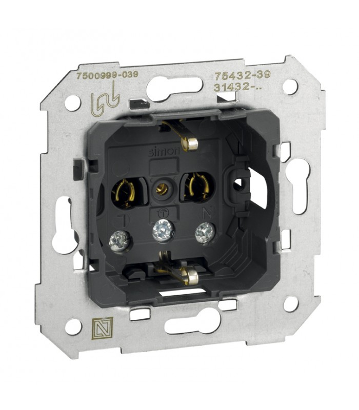 Base schuko 16 A 250V con sistema de embornamiento a tornillo Simon 75