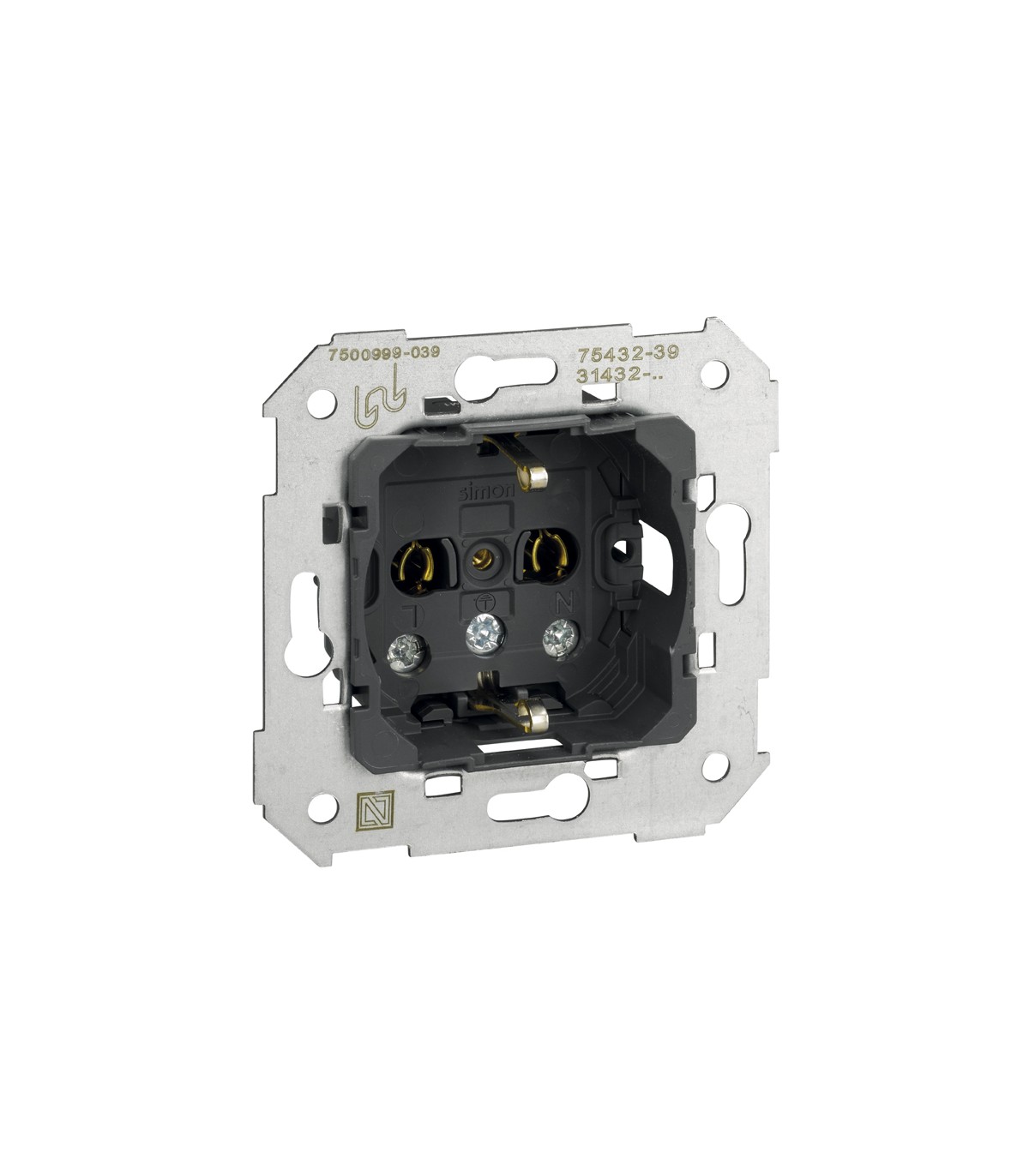 Base schuko 16 A 250V con sistema de embornamiento a tornillo Simon 75