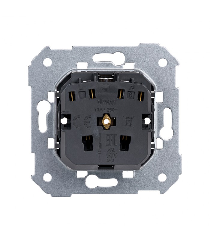 Base schuko 16 A 250V con sistema de embornamiento a tornillo Simon 75