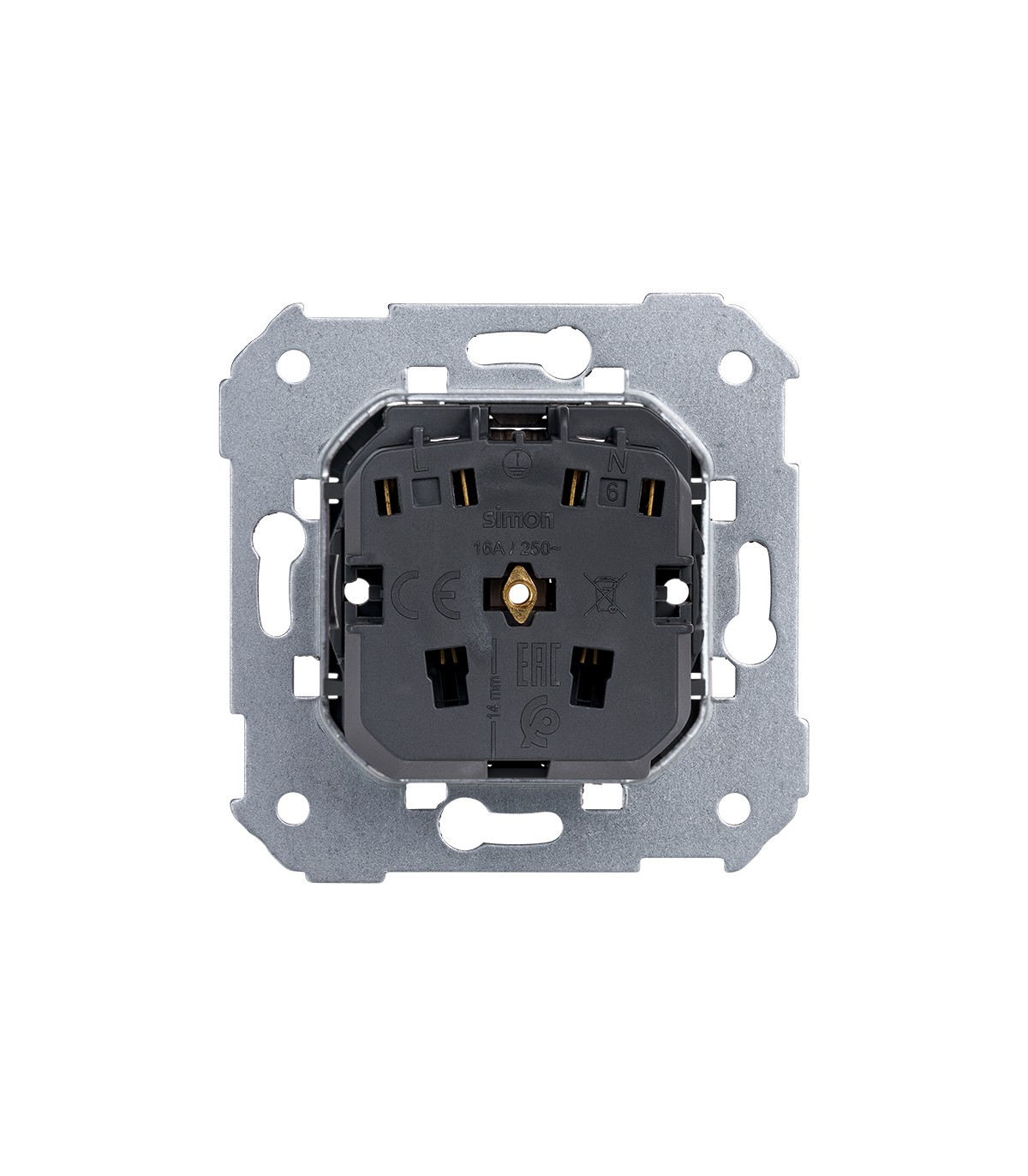 Base schuko 16 A 250V con sistema de embornamiento a tornillo Simon 75