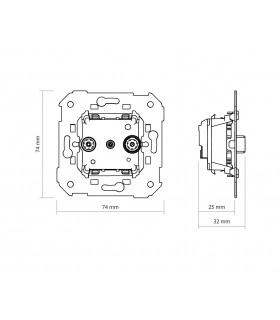Toma de señal modular R-TV+SAT única Simon 75