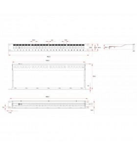 Panel Rack 19" Patch panel 24 puertos Keystone Negro DELTA