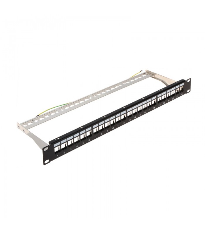 Panel Rack 19" Patch panel 24 puertos Keystone Negro DELTA