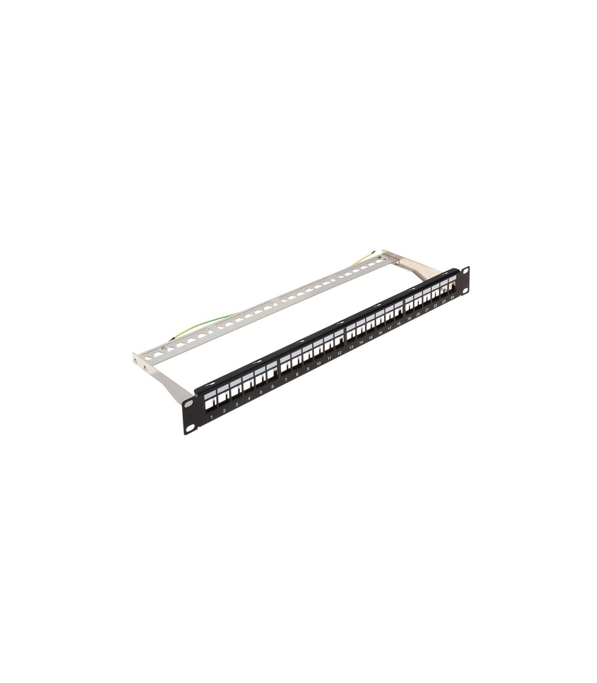 Panel Rack 19" Patch panel 24 puertos Keystone Negro DELTA