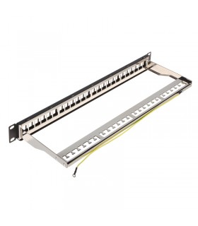 Panel Rack 19" Patch panel 24 puertos Keystone Negro DELTA