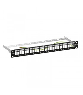 Panel Rack 19" Patch panel 24 puertos Keystone Negro NIMO