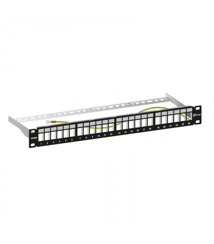 Panel Rack 19" Patch panel 24 puertos Keystone Negro NIMO