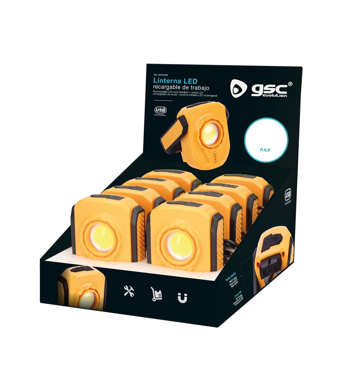 Linterna de trabajo Led COB 6W 1000Lm IP20 Recargable