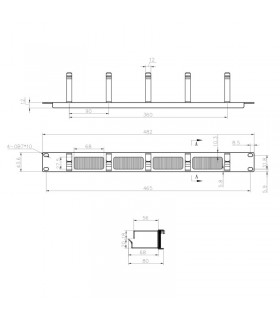Organizador de cables con ganchos y cepillos 1U 19" EPRADO