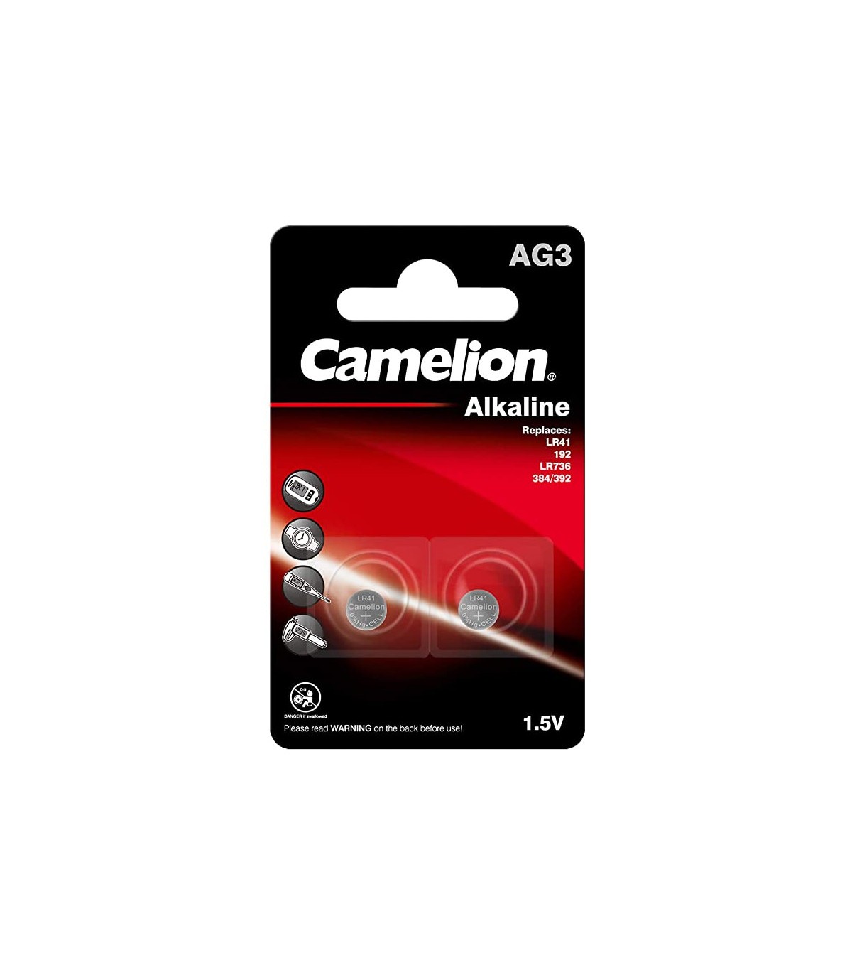 Pila Alkalina CAMELION LR41 AG3 1.5V Blister 2 uds.