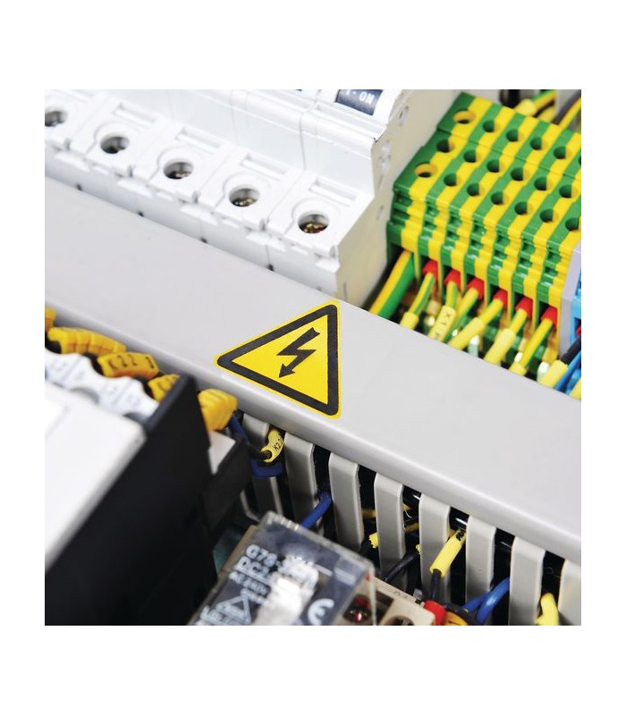 Señal riesgo eléctrico plástico adhesivo 52mm
