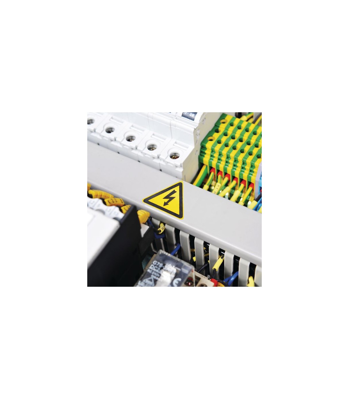 Señal riesgo eléctrico plástico adhesivo 105mm